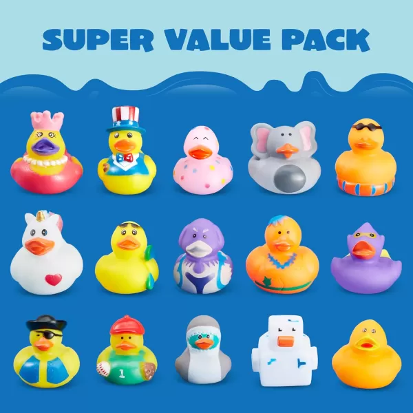JOYIN 30 Pcs Rubber Ducks Random Assortment Mini Rubber Duckie Toys with Mesh Carry Bag for Kids Baby Bath Shower Toys Birthday Gifts Summer Beach Pool Activity Carnival Holiday Party Favors