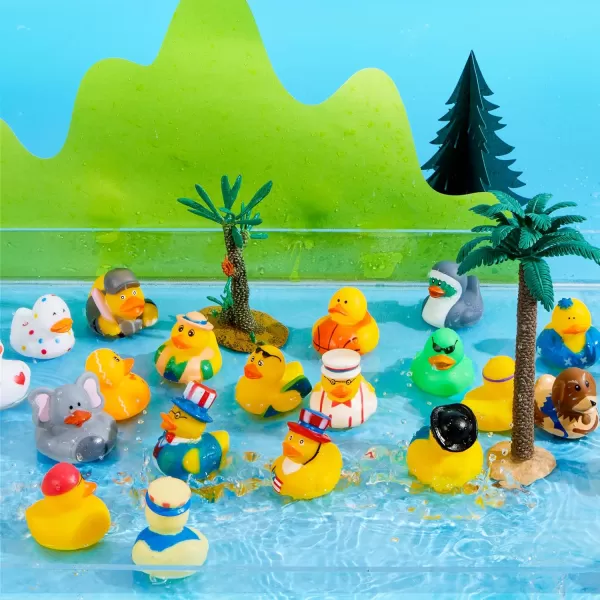 JOYIN 30 Pcs Rubber Ducks Random Assortment Mini Rubber Duckie Toys with Mesh Carry Bag for Kids Baby Bath Shower Toys Birthday Gifts Summer Beach Pool Activity Carnival Holiday Party Favors