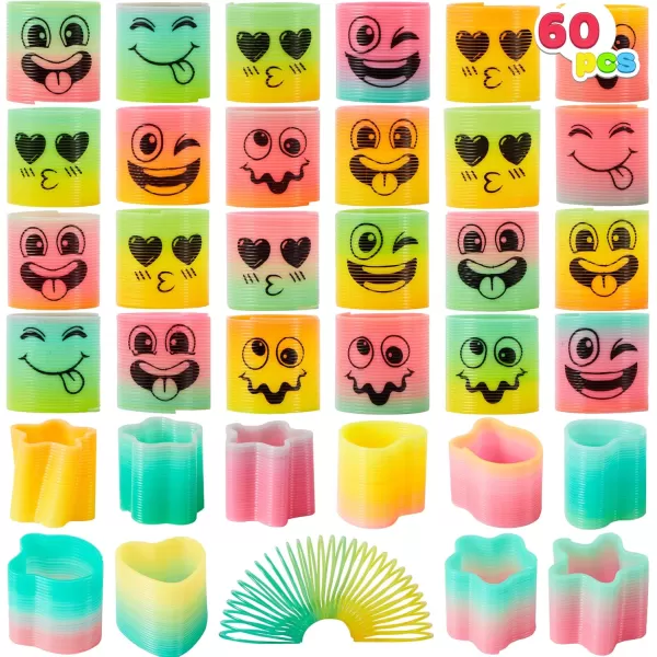 JOYIN 30 Pcs Spring Rainbow Party Favor Mini Plastic Coil Spring Toy Fidget Stress Coil Mini Springs Bulk Toys for Carnival Prize Birthday Goodie Bag Stuffers