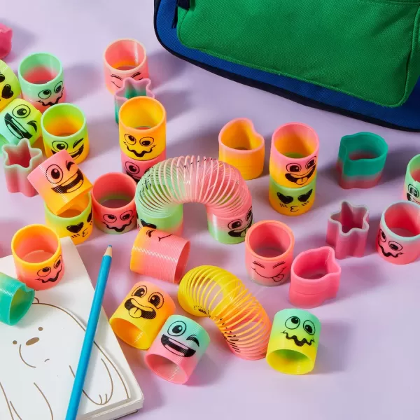 JOYIN 30 Pcs Spring Rainbow Party Favor Mini Plastic Coil Spring Toy Fidget Stress Coil Mini Springs Bulk Toys for Carnival Prize Birthday Goodie Bag Stuffers