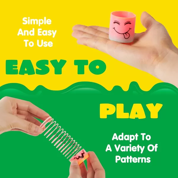 JOYIN 30 Pcs Spring Rainbow Party Favor Mini Plastic Coil Spring Toy Fidget Stress Coil Mini Springs Bulk Toys for Carnival Prize Birthday Goodie Bag Stuffers