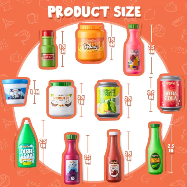 JOYIN 30Pcs Play Food Grocery Cans Play Kitchen Accessories Includes Drink Juice Jar Seasoning Water Bottle Sauce Yogurt Ice Cream Snack Box Kids Gifts ampamp Indoor Toys