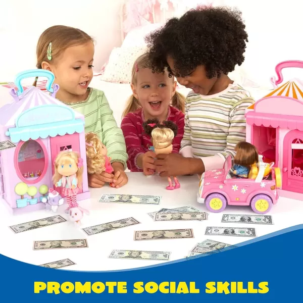 JOYIN 35pcs Kids Pretend Money Play Credit Cards Set Toddler Wallet SingleSided Printed CurrencyCopy for Cash Register Play Math Learning Toy Dress Up Party Favors Birthday Gift
