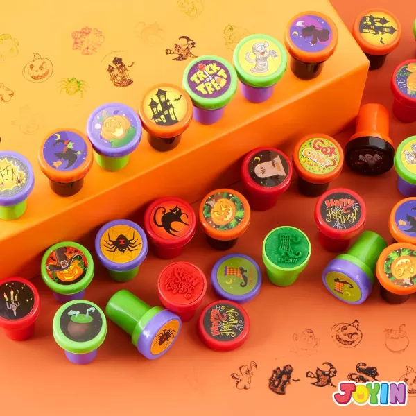 JOYIN 50 Pieces Halloween Assorted Stamps Kids Self Ink Stamps 25 Designs Plastic Stamps Trick Or Treat Stamps Spooky Stamps for Halloween Party Gifts Game Prizes Halloween Goodies Bags