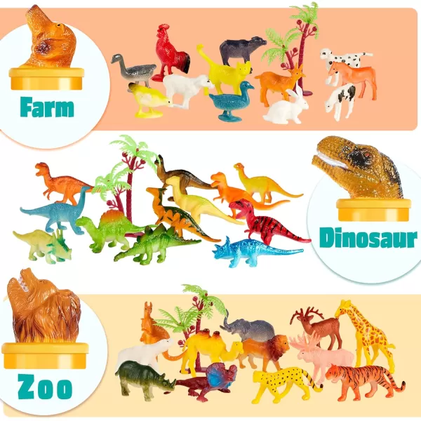 JOYIN 69Pcs Small Animal Figures Assorted Mini Plastic Animal Toy Ocean Zoo Farm Dinosaur Insect Realistic Tiny Little Animals for Sensory Bin Christmas Birthday Gifts Toddler 3 Kid 35