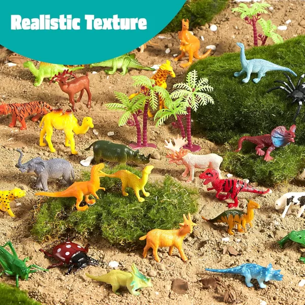 JOYIN 69Pcs Small Animal Figures Assorted Mini Plastic Animal Toy Ocean Zoo Farm Dinosaur Insect Realistic Tiny Little Animals for Sensory Bin Christmas Birthday Gifts Toddler 3 Kid 35