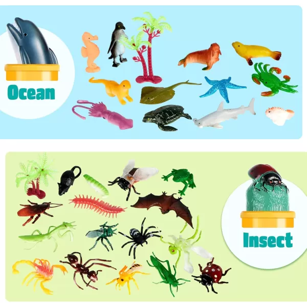 JOYIN 69Pcs Small Animal Figures Assorted Mini Plastic Animal Toy Ocean Zoo Farm Dinosaur Insect Realistic Tiny Little Animals for Sensory Bin Christmas Birthday Gifts Toddler 3 Kid 35