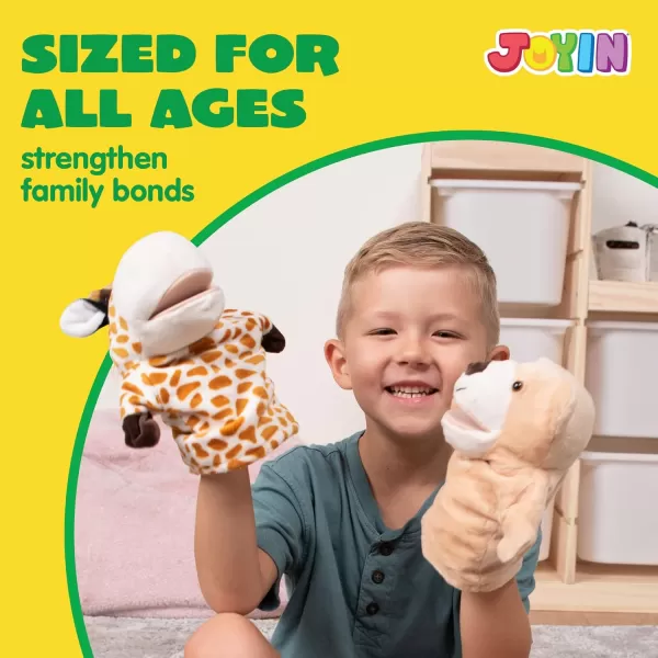 JOYIN 6Pcs Kids Hand Puppet Set with Working Mouth Toddler Animal Plush Toy Includes Elephant Giraffe Lion Bear Raccoon and Monkey for Show Theater Birthday GiftsAnimal Friends