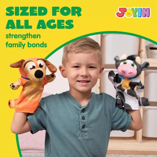 JOYIN 6Pcs Kids Hand Puppet Set with Working Mouth Toddler Animal Plush Toy Includes Elephant Giraffe Lion Bear Raccoon and Monkey for Show Theater Birthday GiftsFarm Friends