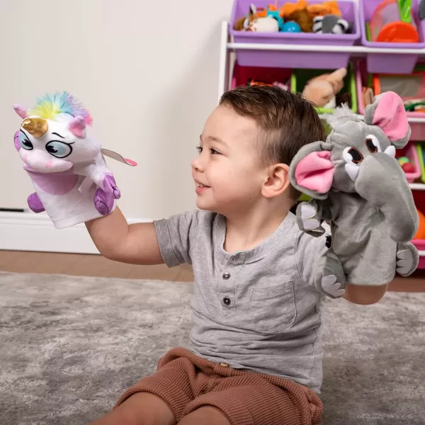 JOYIN 6Pcs Kids Hand Puppet Set with Working Mouth Toddler Animal Plush Toy Includes Elephant Giraffe Lion Bear Raccoon and Monkey for Show Theater Birthday GiftsFarm Friends