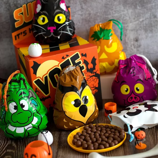 JOYIN 72PCS Halloween Drawstring Goody Bags for Halloween Treats Bags Trick or Treat Bags Goodie Candy Gift Bags Bulk for Kids Trick or Treating Halloween Party Favors Supplies