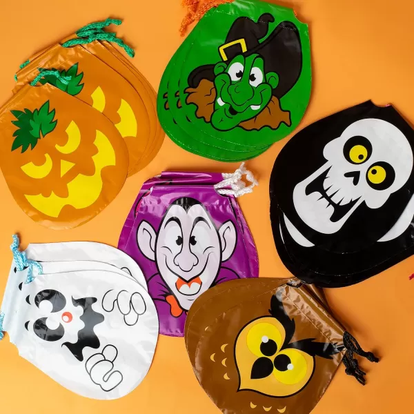 JOYIN 72PCS Halloween Drawstring Goody Bags for Halloween Treats Bags Trick or Treat Bags Goodie Candy Gift Bags Bulk for Kids Trick or Treating Halloween Party Favors Supplies