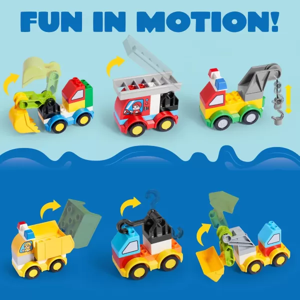 JOYIN 80Pcs Toddlers Car Building Blocks Set 12Pcs Different Vehicles Build Your Own Toy Cars Compatible with Brand Name Building Bricks for Kids Boys Girls Birthday Easter Gift