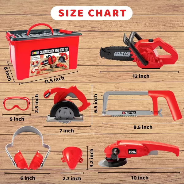 JOYIN 9Pcs Kids Tool Set Pretend Play Toddler Tool Toys with Construction Worker Box ampamp Electronic Drill Chainsaw Toy for Boy Girl Halloween Present Birthday Dress Up Party Favors