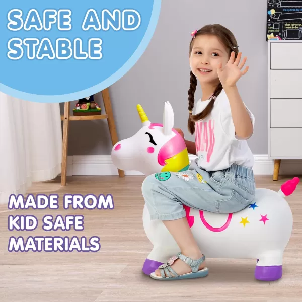 JOYIN Bouncy Unicorn Horse Kids Ride On Bouncer Toddler Girl Bouncing Animal Hopper Inflatable Hopping Toy for Birthday Gift 18 Months 2 3 4 5 Year Old Kids Toddlers Boys Girls