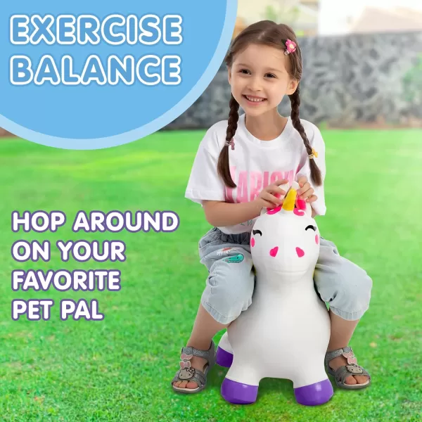 JOYIN Bouncy Unicorn Horse Kids Ride On Bouncer Toddler Girl Bouncing Animal Hopper Inflatable Hopping Toy for Birthday Gift 18 Months 2 3 4 5 Year Old Kids Toddlers Boys Girls