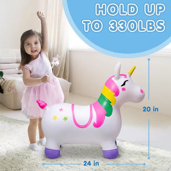 JOYIN Bouncy Unicorn Horse Kids Ride On Bouncer Toddler Girl Bouncing Animal Hopper Inflatable Hopping Toy for Birthday Gift 18 Months 2 3 4 5 Year Old Kids Toddlers Boys Girls