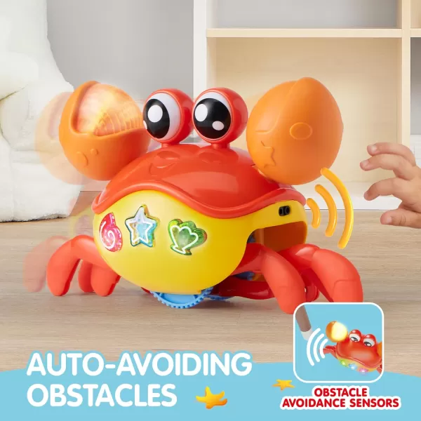 JOYIN Crawling Crab Tummy Time Toy Walking Crab Toys for Babies Interactive Big Crab Toy with Intelligent Sensor Lights Buttons Dancing Crab AutoAvoiding Obstacles Gift for Toddlers