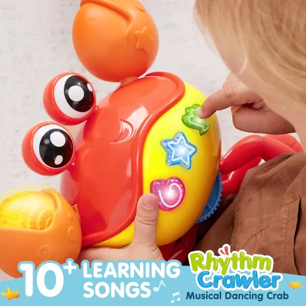JOYIN Crawling Crab Tummy Time Toy Walking Crab Toys for Babies Interactive Big Crab Toy with Intelligent Sensor Lights Buttons Dancing Crab AutoAvoiding Obstacles Gift for Toddlers
