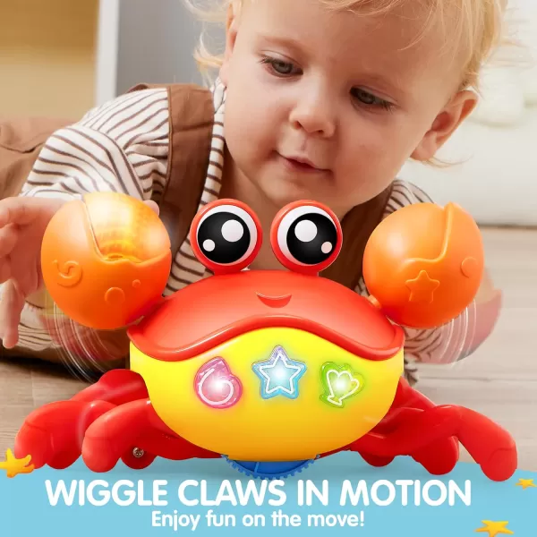 JOYIN Crawling Crab Tummy Time Toy Walking Crab Toys for Babies Interactive Big Crab Toy with Intelligent Sensor Lights Buttons Dancing Crab AutoAvoiding Obstacles Gift for Toddlers
