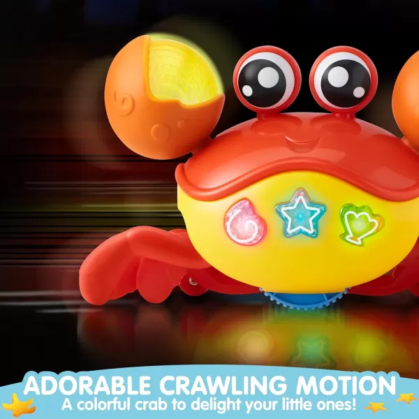 JOYIN Crawling Crab Tummy Time Toy Walking Crab Toys for Babies Interactive Big Crab Toy with Intelligent Sensor Lights Buttons Dancing Crab AutoAvoiding Obstacles Gift for Toddlers