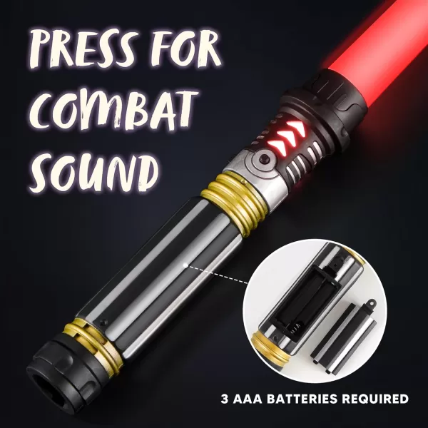 JOYIN Extendable 2in1 LED Sword Gold Handle 2 Pcs Light Up Swords with Motion Sensitive Sound Halloween Costume New Years Eve Party Supplies Gifts Galaxy War Fighters and WarriorsGold Handle