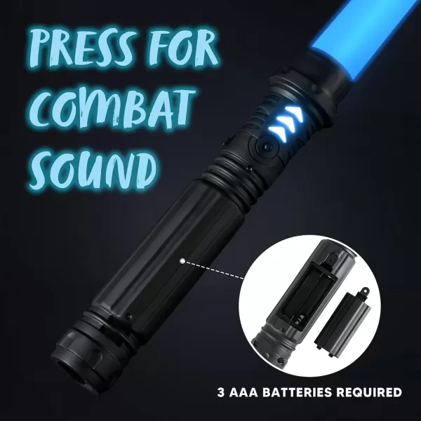 JOYIN Extendable 2in1 LED Sword Gold Handle 2 Pcs Light Up Swords with Motion Sensitive Sound Halloween Costume New Years Eve Party Supplies Gifts Galaxy War Fighters and WarriorsBlack Handle