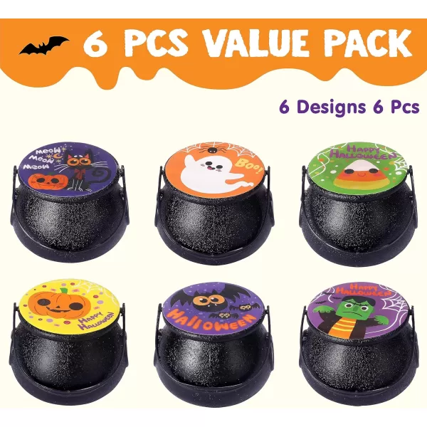 JOYIN Halloween Witch Cauldron Themed Bath Bomb with Mochi Squishy Toy 6 Packs Bubble Kids Bath Bombs with Surprise Toy InsideHalloween Party Favors Supplies