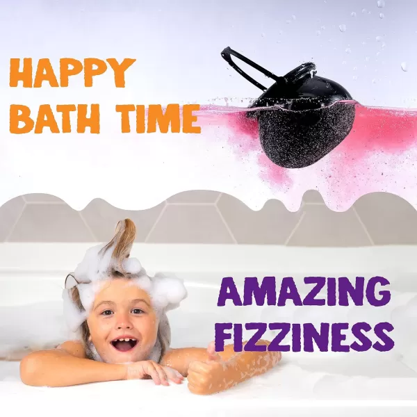 JOYIN Halloween Witch Cauldron Themed Bath Bomb with Mochi Squishy Toy 6 Packs Bubble Kids Bath Bombs with Surprise Toy InsideHalloween Party Favors Supplies