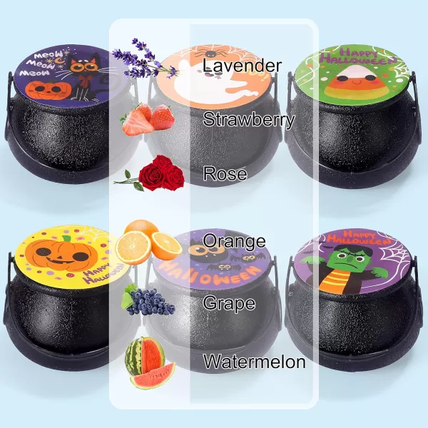 JOYIN Halloween Witch Cauldron Themed Bath Bomb with Mochi Squishy Toy 6 Packs Bubble Kids Bath Bombs with Surprise Toy InsideHalloween Party Favors Supplies
