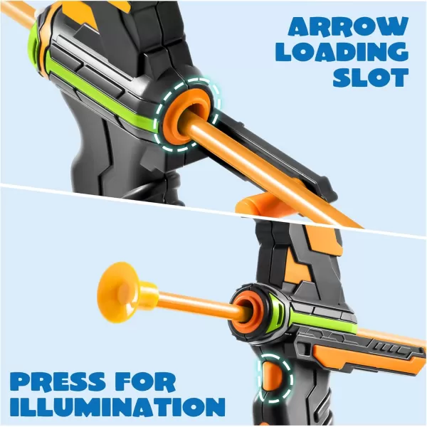 JOYIN LED Bow and Arrow for Kids Light Up Archery Toy Play Set with Suction Cups Arrows Targets ampamp Arrow Case Indoor and Outdoor Hunting Play Gift Toys for Boys Girls 312Green