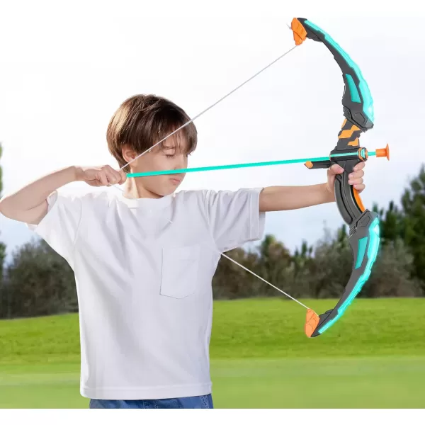 JOYIN LED Bow and Arrow for Kids Light Up Archery Toy Play Set with Suction Cups Arrows Targets ampamp Arrow Case Indoor and Outdoor Hunting Play Gift Toys for Boys Girls 312Aqua Blue