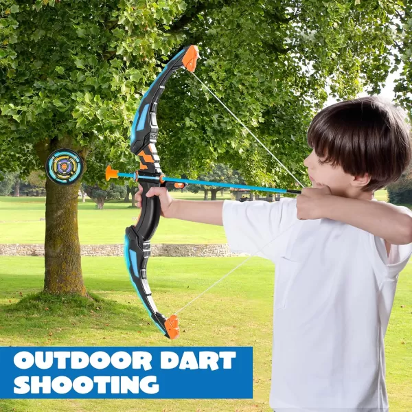 JOYIN LED Bow and Arrow for Kids Light Up Archery Toy Play Set with Suction Cups Arrows Targets ampamp Arrow Case Indoor and Outdoor Hunting Play Gift Toys for Boys Girls 312Navy Blue