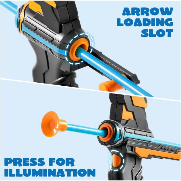 JOYIN LED Bow and Arrow for Kids Light Up Archery Toy Play Set with Suction Cups Arrows Targets ampamp Arrow Case Indoor and Outdoor Hunting Play Gift Toys for Boys Girls 312Navy Blue