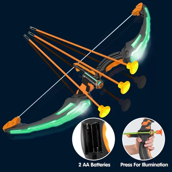 JOYIN LED Bow and Arrow for Kids Light Up Archery Toy Play Set with Suction Cups Arrows Targets ampamp Arrow Case Indoor and Outdoor Hunting Play Gift Toys for Boys Girls 312Green