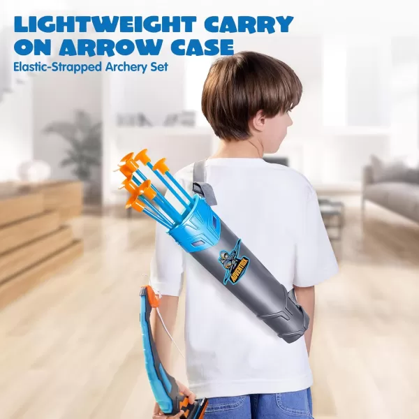 JOYIN LED Bow and Arrow for Kids Light Up Archery Toy Play Set with Suction Cups Arrows Targets ampamp Arrow Case Indoor and Outdoor Hunting Play Gift Toys for Boys Girls 312Navy Blue