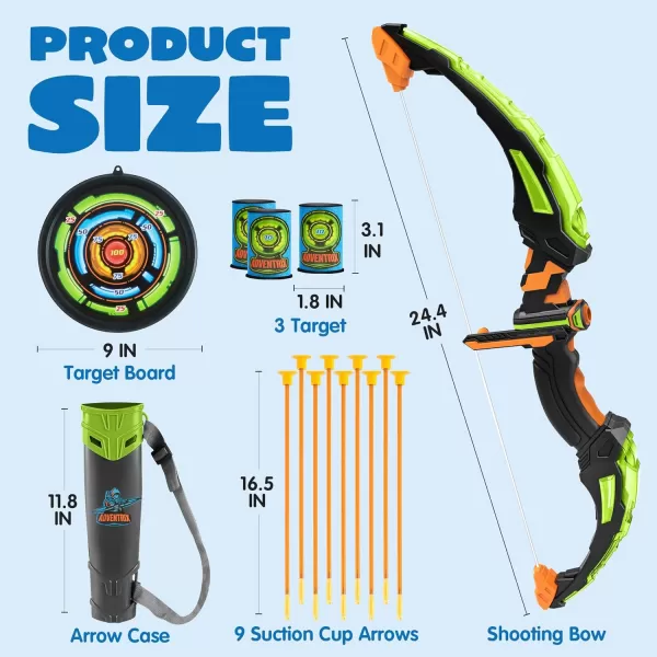JOYIN LED Bow and Arrow for Kids Light Up Archery Toy Play Set with Suction Cups Arrows Targets ampamp Arrow Case Indoor and Outdoor Hunting Play Gift Toys for Boys Girls 312Green