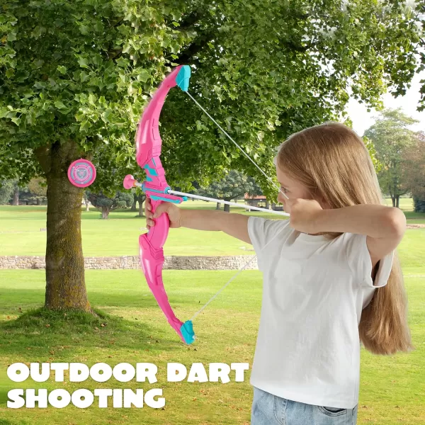 JOYIN LED Bow and Arrow for Kids Light Up Archery Toy Play Set with Suction Cups Arrows Targets ampamp Arrow Case Indoor and Outdoor Hunting Play Gift Toys for Boys Girls 312Pink