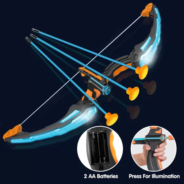 JOYIN LED Bow and Arrow for Kids Light Up Archery Toy Play Set with Suction Cups Arrows Targets ampamp Arrow Case Indoor and Outdoor Hunting Play Gift Toys for Boys Girls 312Navy Blue