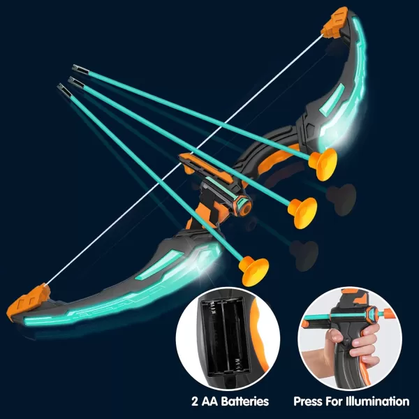 JOYIN LED Bow and Arrow for Kids Light Up Archery Toy Play Set with Suction Cups Arrows Targets ampamp Arrow Case Indoor and Outdoor Hunting Play Gift Toys for Boys Girls 312Aqua Blue