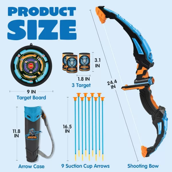 JOYIN LED Bow and Arrow for Kids Light Up Archery Toy Play Set with Suction Cups Arrows Targets ampamp Arrow Case Indoor and Outdoor Hunting Play Gift Toys for Boys Girls 312Navy Blue