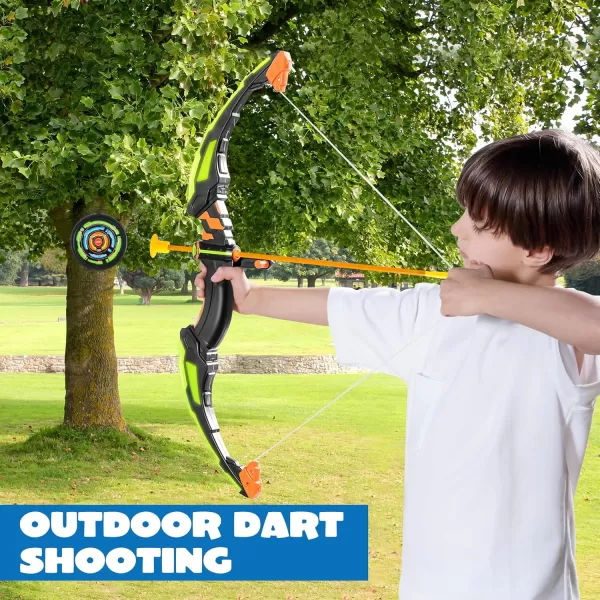 JOYIN LED Bow and Arrow for Kids Light Up Archery Toy Play Set with Suction Cups Arrows Targets ampamp Arrow Case Indoor and Outdoor Hunting Play Gift Toys for Boys Girls 312Green