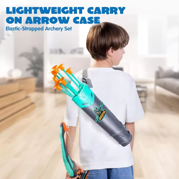 JOYIN LED Bow and Arrow for Kids Light Up Archery Toy Play Set with Suction Cups Arrows Targets ampamp Arrow Case Indoor and Outdoor Hunting Play Gift Toys for Boys Girls 312Aqua Blue