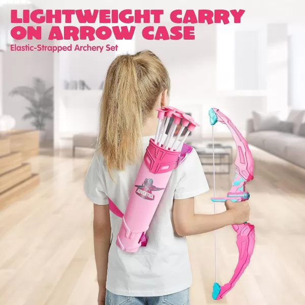 JOYIN LED Bow and Arrow for Kids Light Up Archery Toy Play Set with Suction Cups Arrows Targets ampamp Arrow Case Indoor and Outdoor Hunting Play Gift Toys for Boys Girls 312Pink