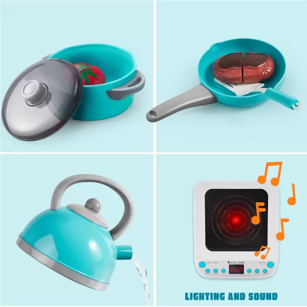 JOYIN Play Food Set for Kids Kitchen Pretend Food for Toddlers 13 Play Kitchen Appliances with Pots Pans Induction Cooker Cutting Vegetables Fake Food Gift for Boys and Girls Cooking Toy Set
