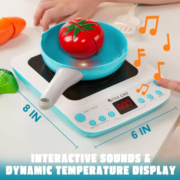 JOYIN Play Food Set for Kids Kitchen Pretend Food for Toddlers 13 Play Kitchen Appliances with Pots Pans Induction Cooker Cutting Vegetables Fake Food Gift for Boys and Girls Cooking Toy Set