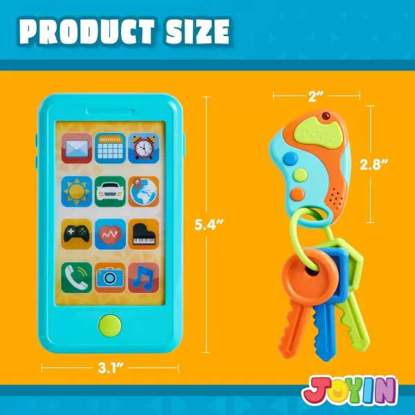 JOYIN Pretend Play Smart Phone Keyfob Key Toy and Credit Cards Set Kids Toddler Cellphone Toys Toddler Birthday Gifts Toys for 1 2 3 4 5 Year Old Kids Presents ToysBlue