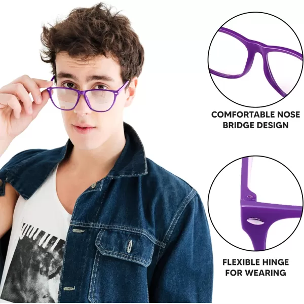 JOYIN Retro Nerd Costume Accessories Glasses with Clear Lenses Nerd Fake Glasses Costume Props for Men Women Costume PartyPurple