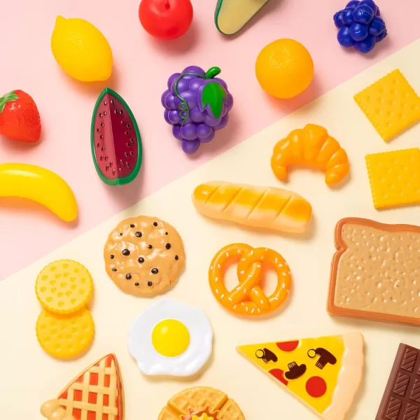 Joyin 50 Piece Set of Kitchen Toys Dinnerware Dummy Fruits Vegetables Plastic Accessories for Children Educational Learning Toy Role Play Gift