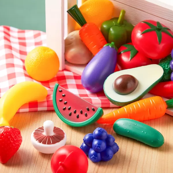 Joyin 50 Piece Set of Kitchen Toys Dinnerware Dummy Fruits Vegetables Plastic Accessories for Children Educational Learning Toy Role Play Gift